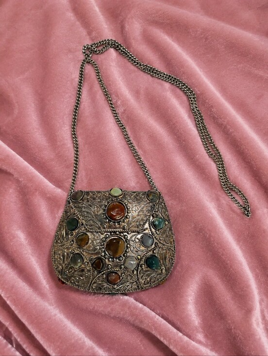Sanctuary Handbags - VINTAGE SAJAI METAL AND AGATE SCROLL BOX PURSE